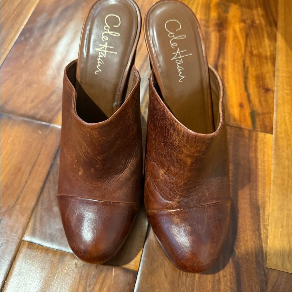 Cole Haan Women's Rich Brown Leather Mules